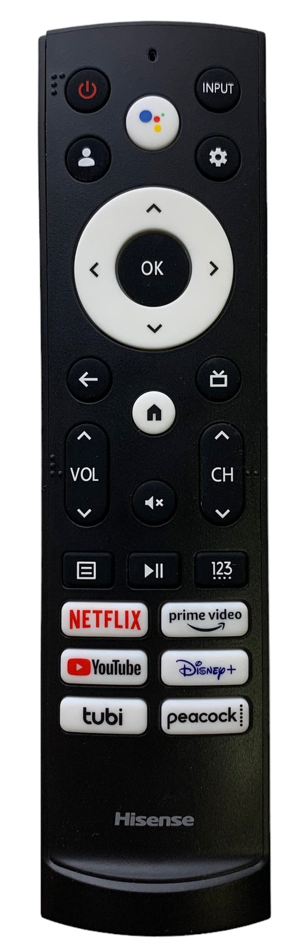 Hisense 299843 Netflix YouTube Tubi Prime Video Disney+ Remote Control -- New