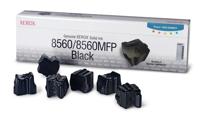 New, Pre-Owned - Xerox Phaser 8560 Black Solid Ink Pack (6 Sticks) 108R00727