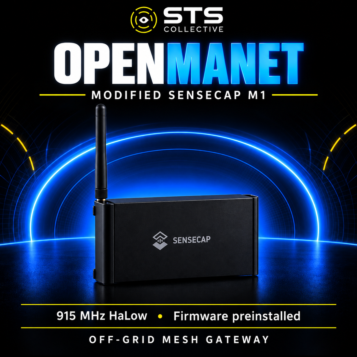 STS Collective OpenMANET SenseCAP HaLow Mesh Gateway – Modded M1 (WM6108, 915MHz Off-Grid Node, Pre-Flashed)
