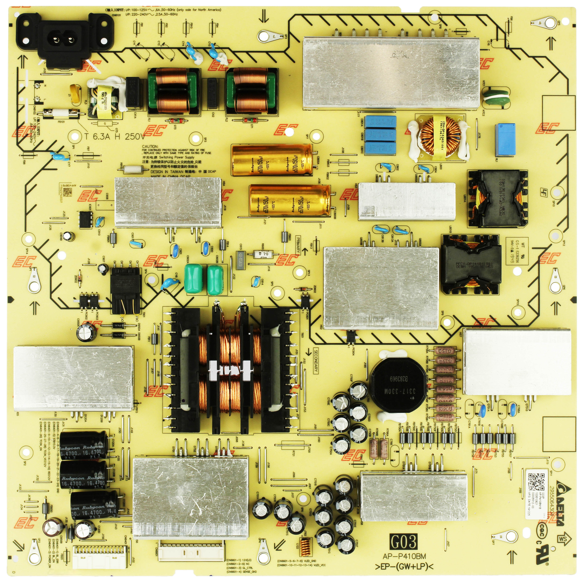 1-006-109-22 Sony Power Supply, 100610922, 2955064304, AP-P410BM, XBR-85X900H, KD-85X91J, KD-85X91CJ, XBR-75X950H