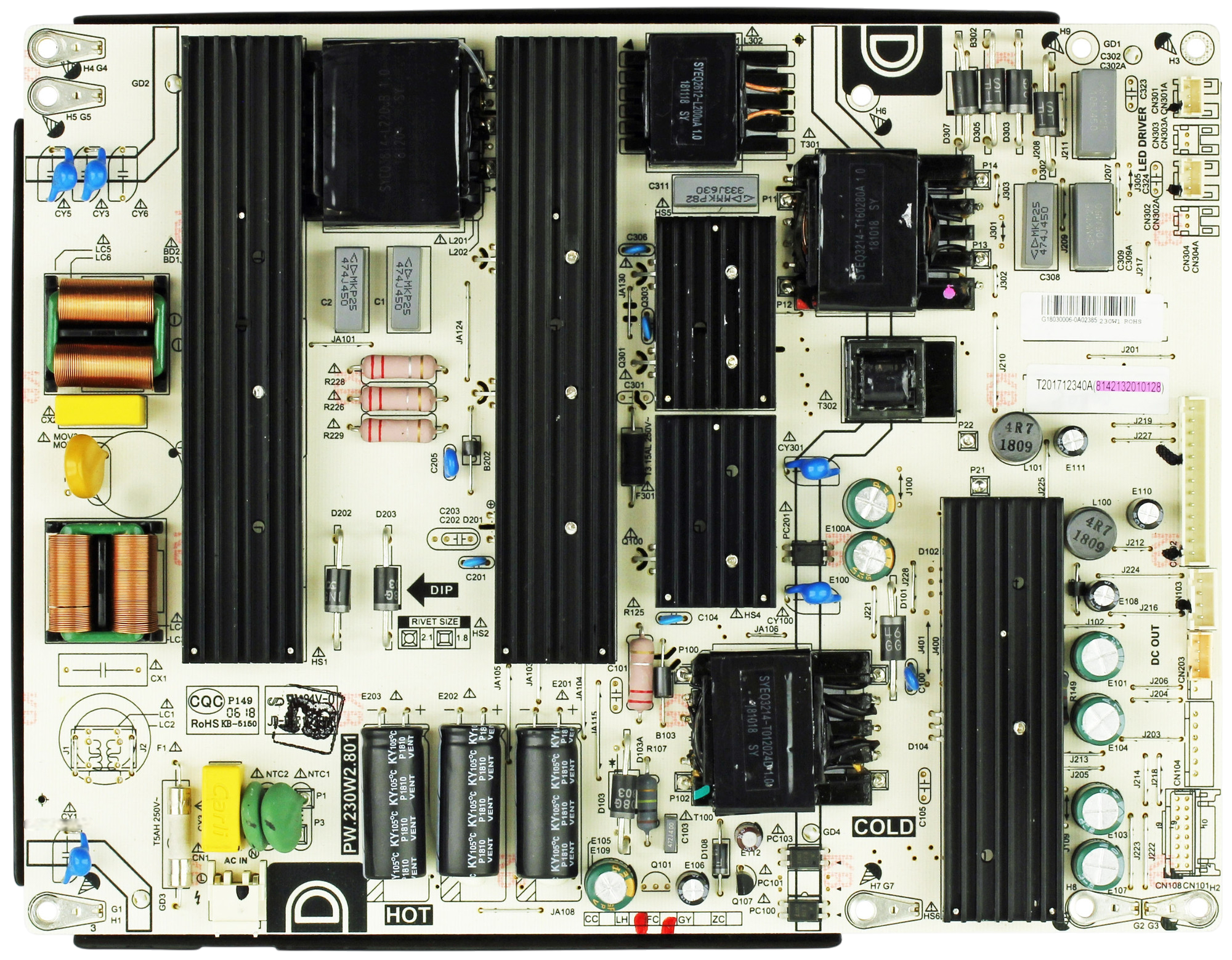 8142132010128 Sceptre Power Supply/LED Driver, 8142132010128, T201712339A, PW.230W2.801, E173873, W65 FITV58DA, SYTV58DC