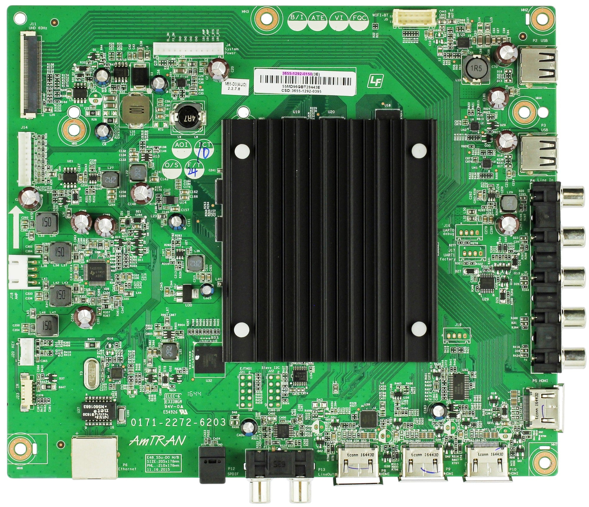 3655-1292-0150 Vizio Main Board, 0171-2272-6203, 3655-1292-0395, M55-D0, M55D0