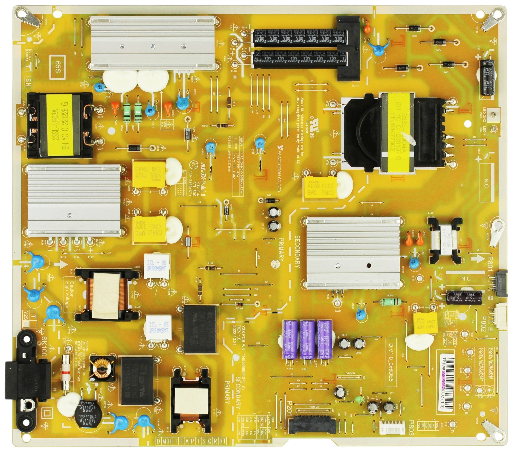 EAY65895467 LG Power Supply Board, LGP65S-23UL6A, EPCC20CD5B, 65UR9000PUA