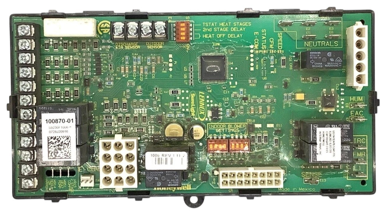 LENNOX 100870-01 Furnace Control Circuit Board Honeywell S9230F1006 (Refurbed)