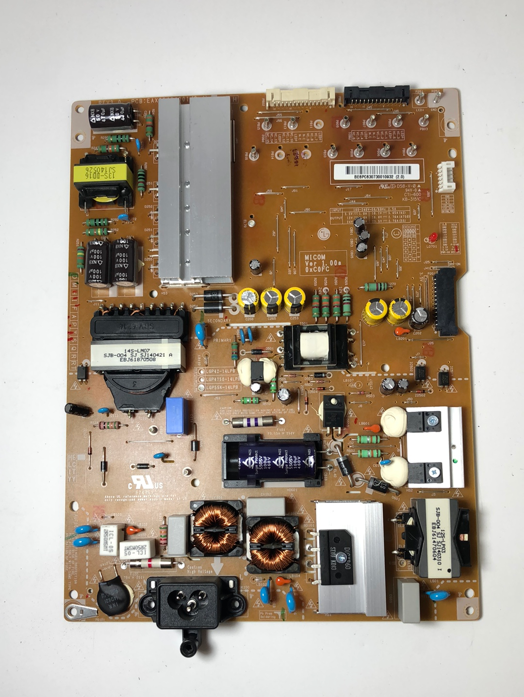 LG EAY63073001 Power Supply / LED Board for 55LB7200-UB AUSWLJR BUSWLJR