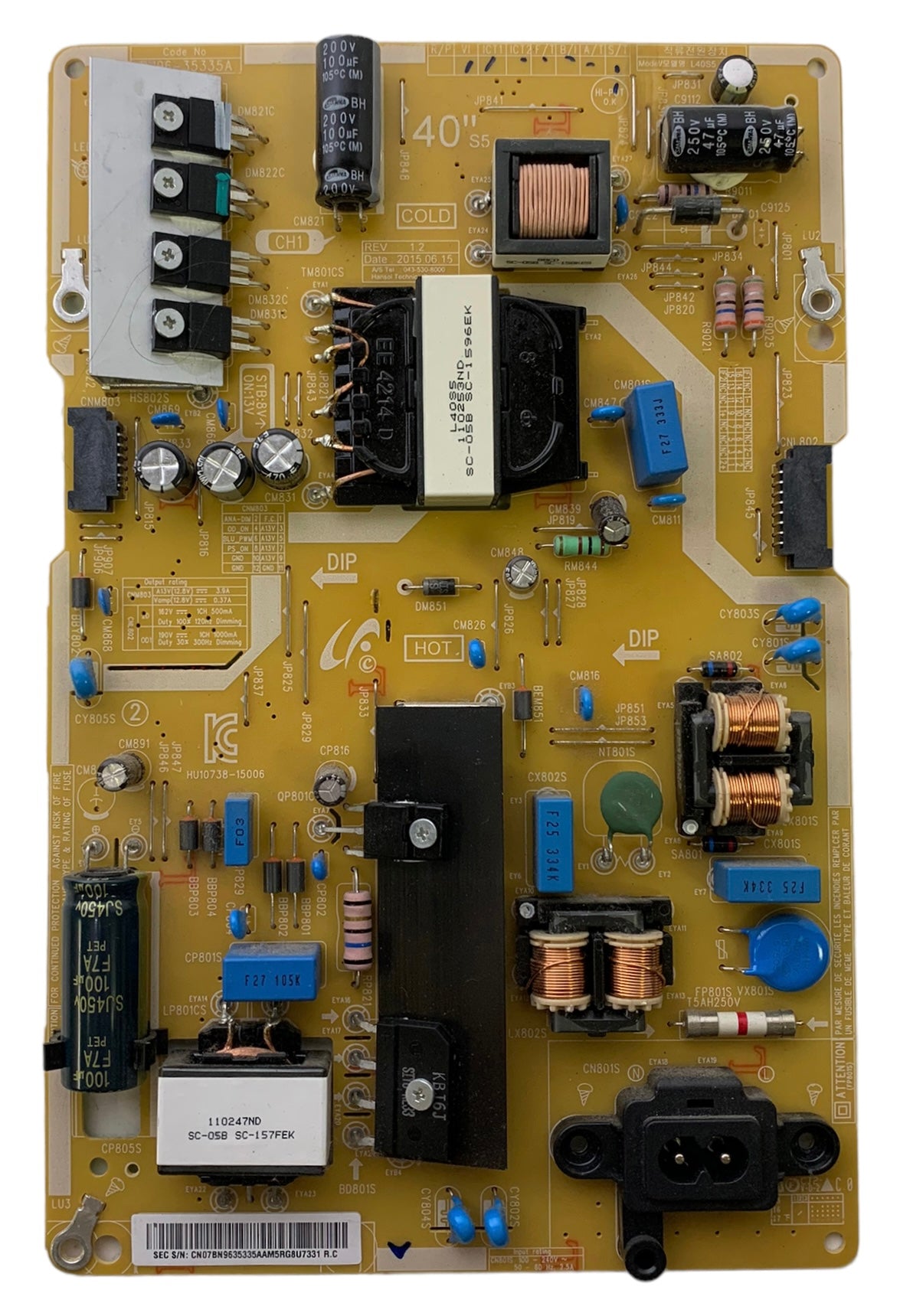 Samsung BN96-35335A Power Supply / LED Board