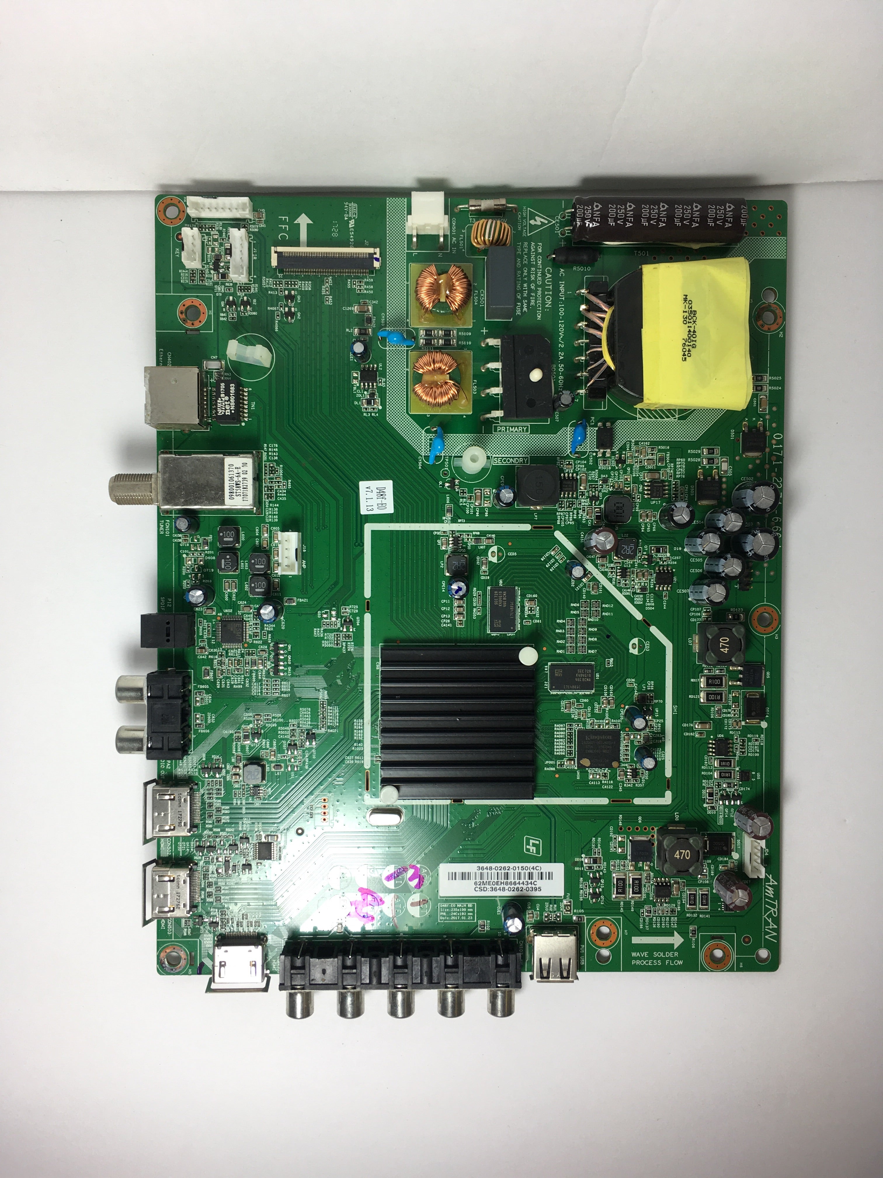 Vizio 3648-0262-0395 Main Board/Power Supply for D48F-E0 (LAUSVOKT Serial)