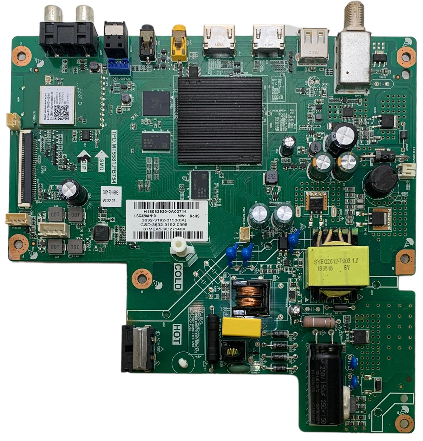 Vizio 3632-3192-0395 Main Board/Power Supply for D32h-F0 (LAUSVMLV Serial)