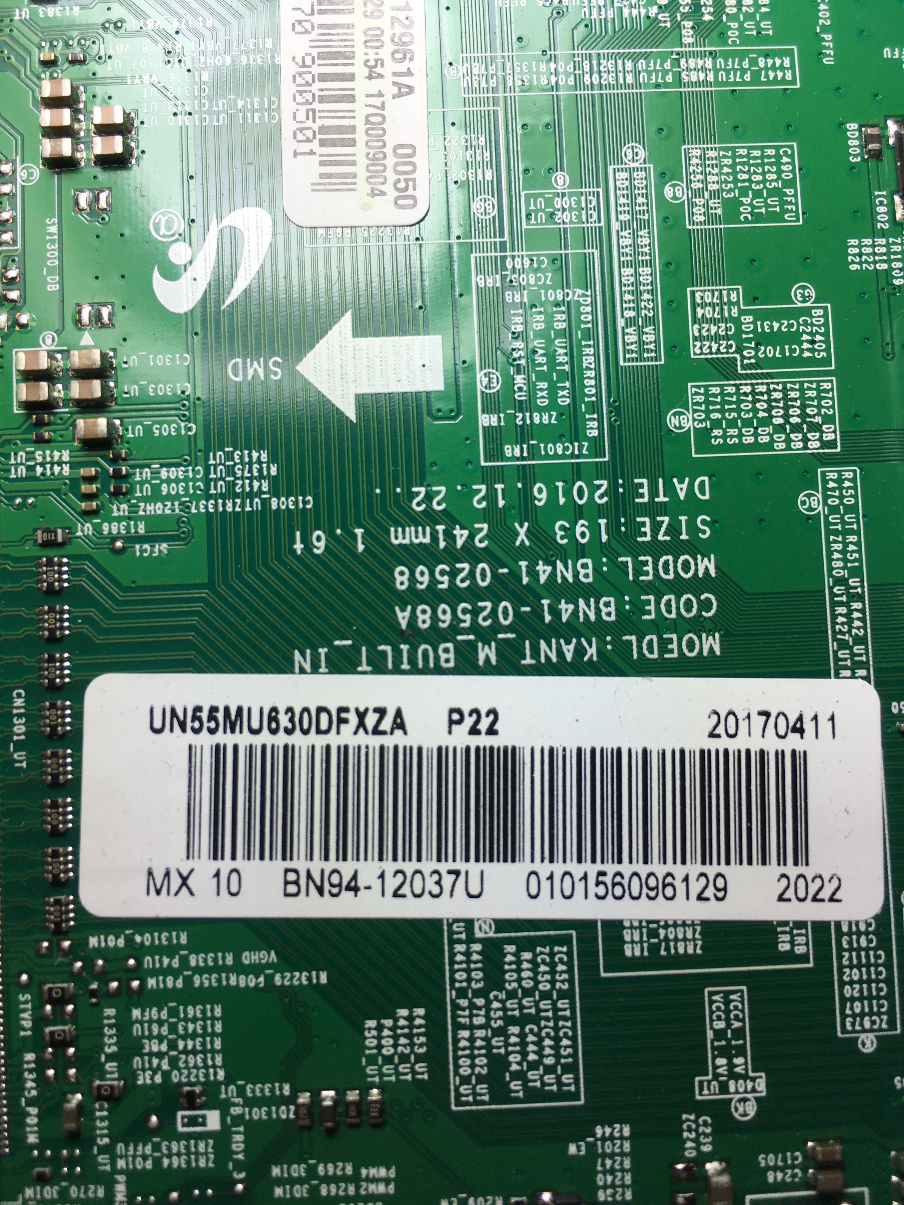 Samsung BN94-12037U Main Board for UN55MU630DFXZA (Version FA01)