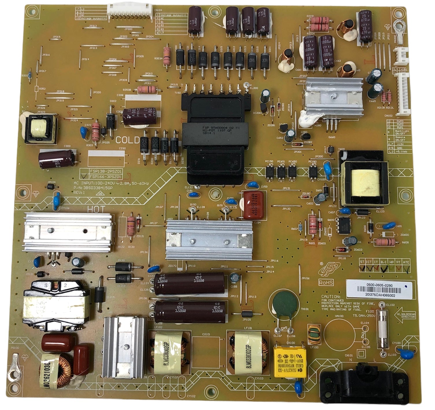 Hitachi/JVC/Vizio 0500-0605-0290 (FSP166-3PSZ01) Power Supply / LED Board