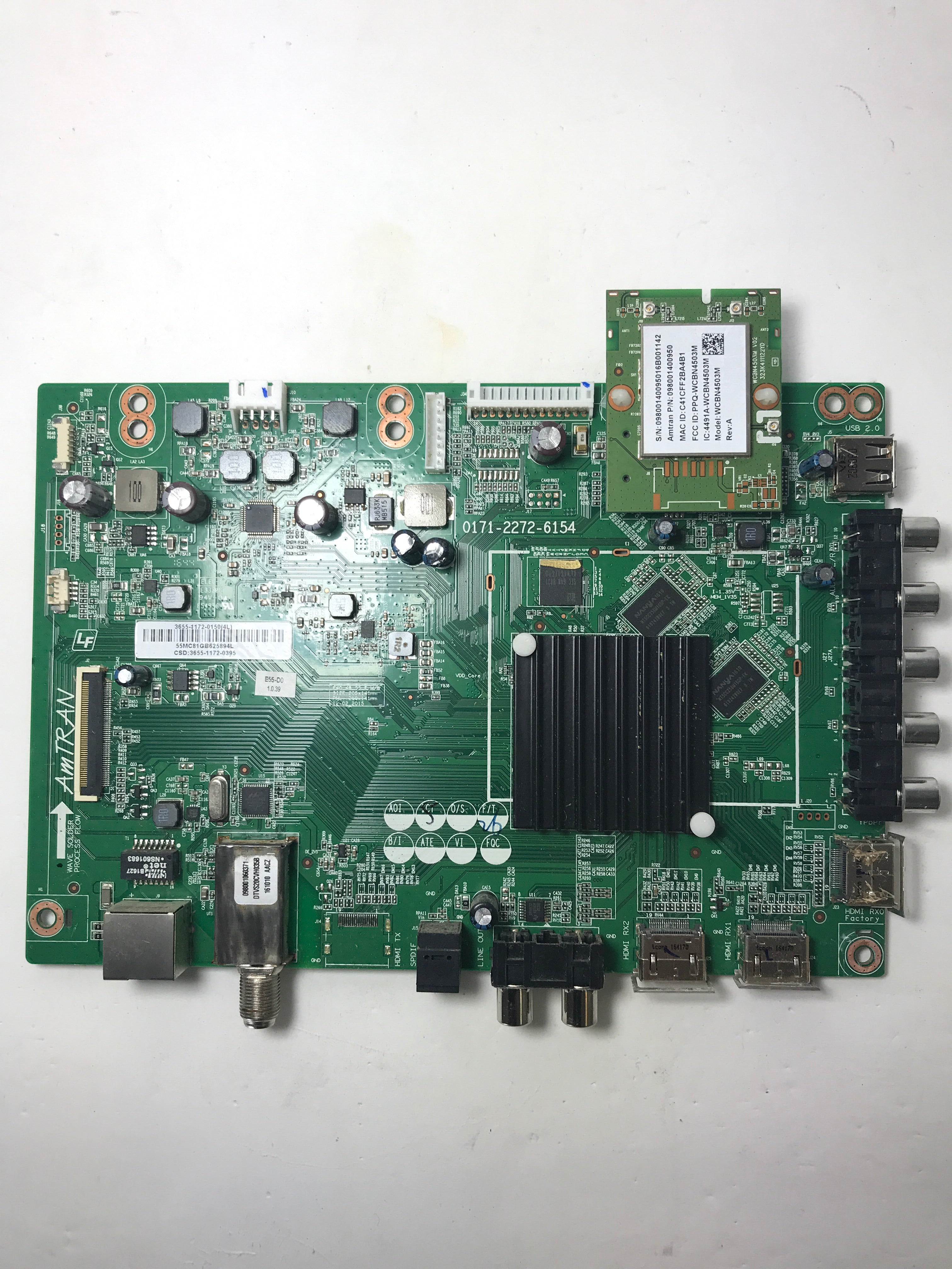 Vizio 3655-1172-0395 Main Board for E55-D0 LED TV (LAUATYBS / LAUATYAS Serial)