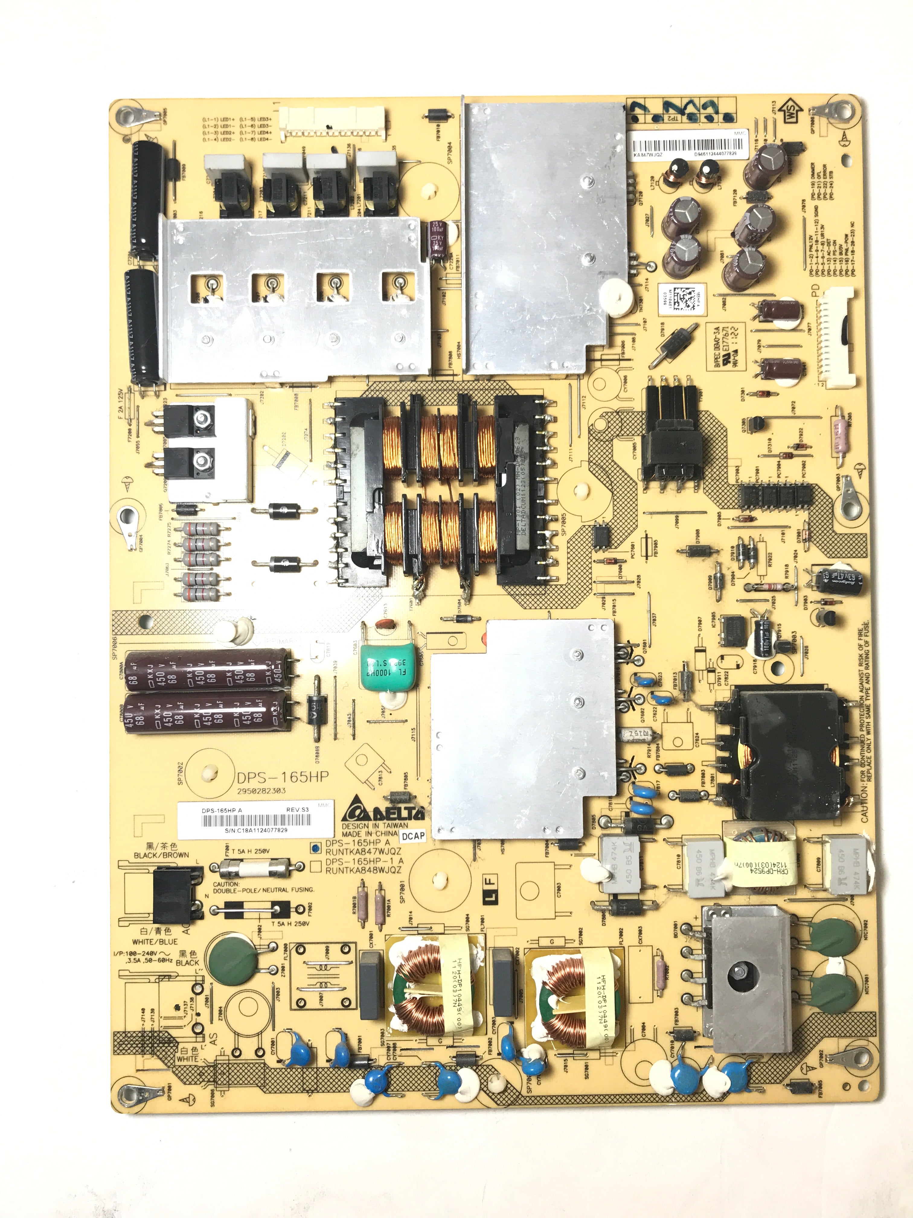 Sharp RUNTKA847WJQZ (DPS-165HP A) Power Supply / LED Board