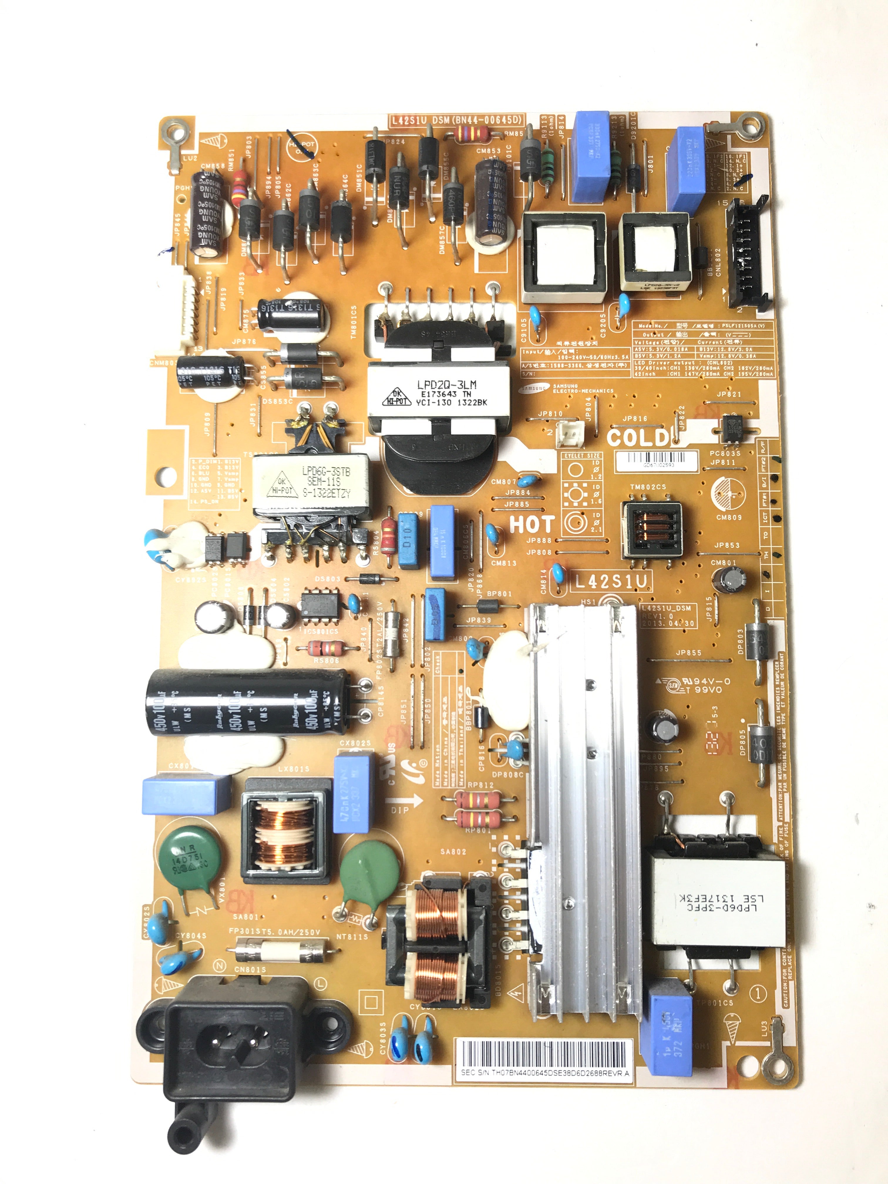 Samsung BN44-00645D Power Supply / LED Board