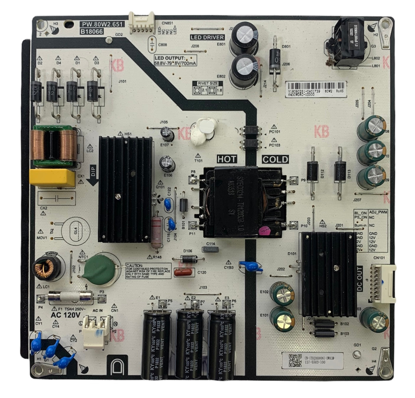 Toshiba 1T92000006I Power Supply / LED Board