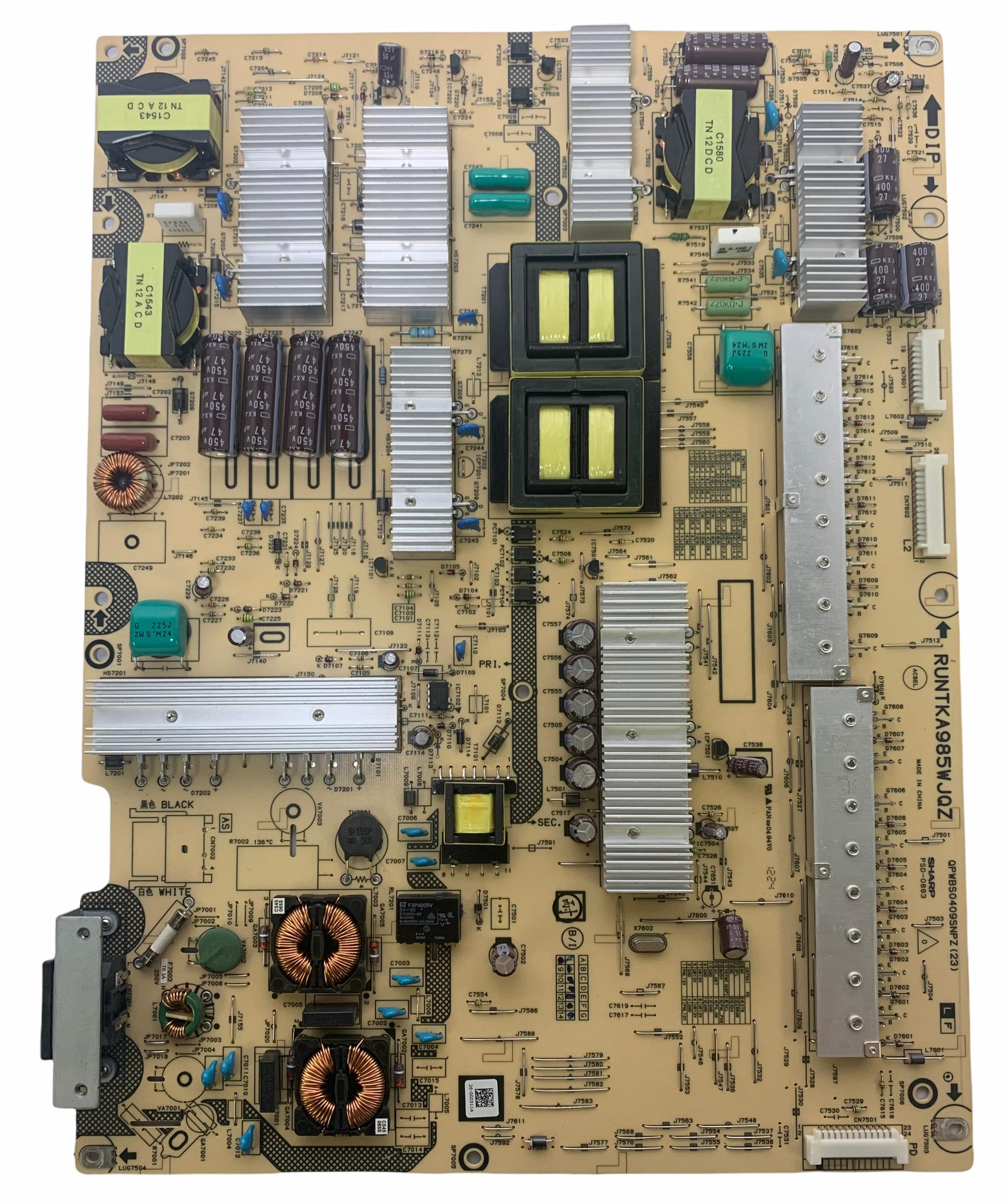 Sharp RUNTKA985WJQZ (PDS-0883) Power Supply / LED Board
