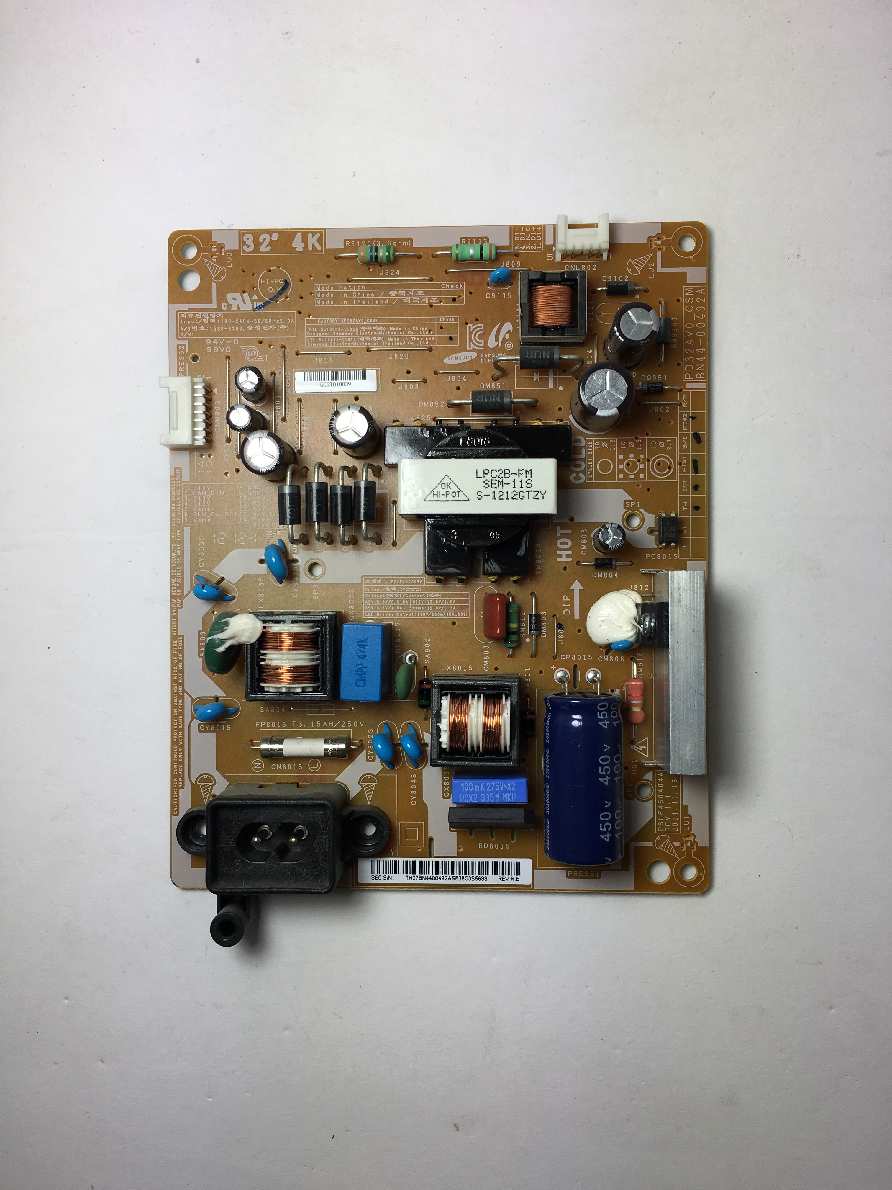 Samsung BN44-00492A Power Supply / LED Board