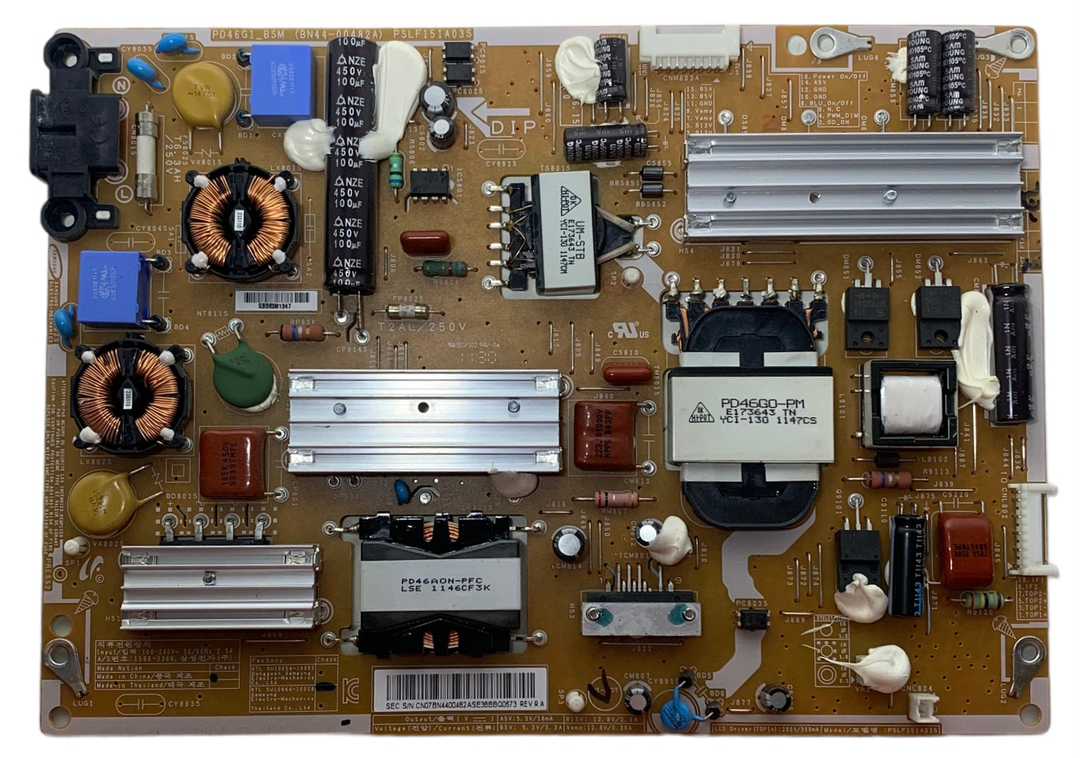 Samsung BN44-00482A (PSLF151A03S) Power Supply / LED Board